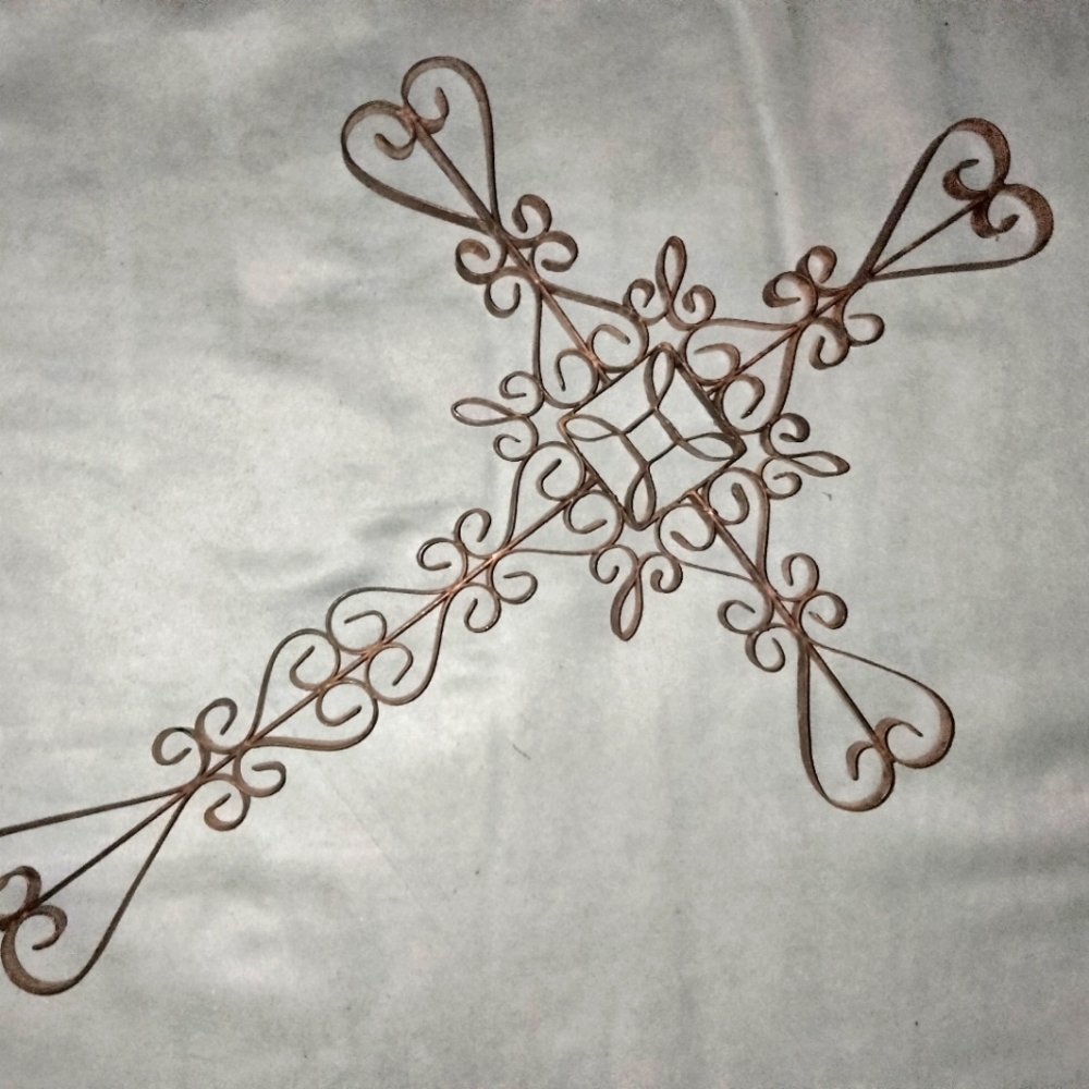 Vintage Metal Handcrafted Scrollwork Cross